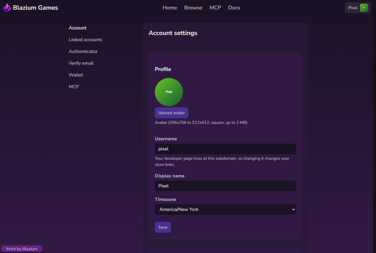 Account settings with the Profile card